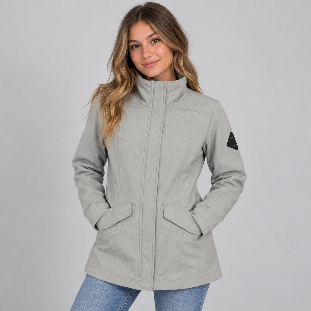 The North Face Jacket Women Medium Gray WindWall Softshell Parka Outdoors Hiking